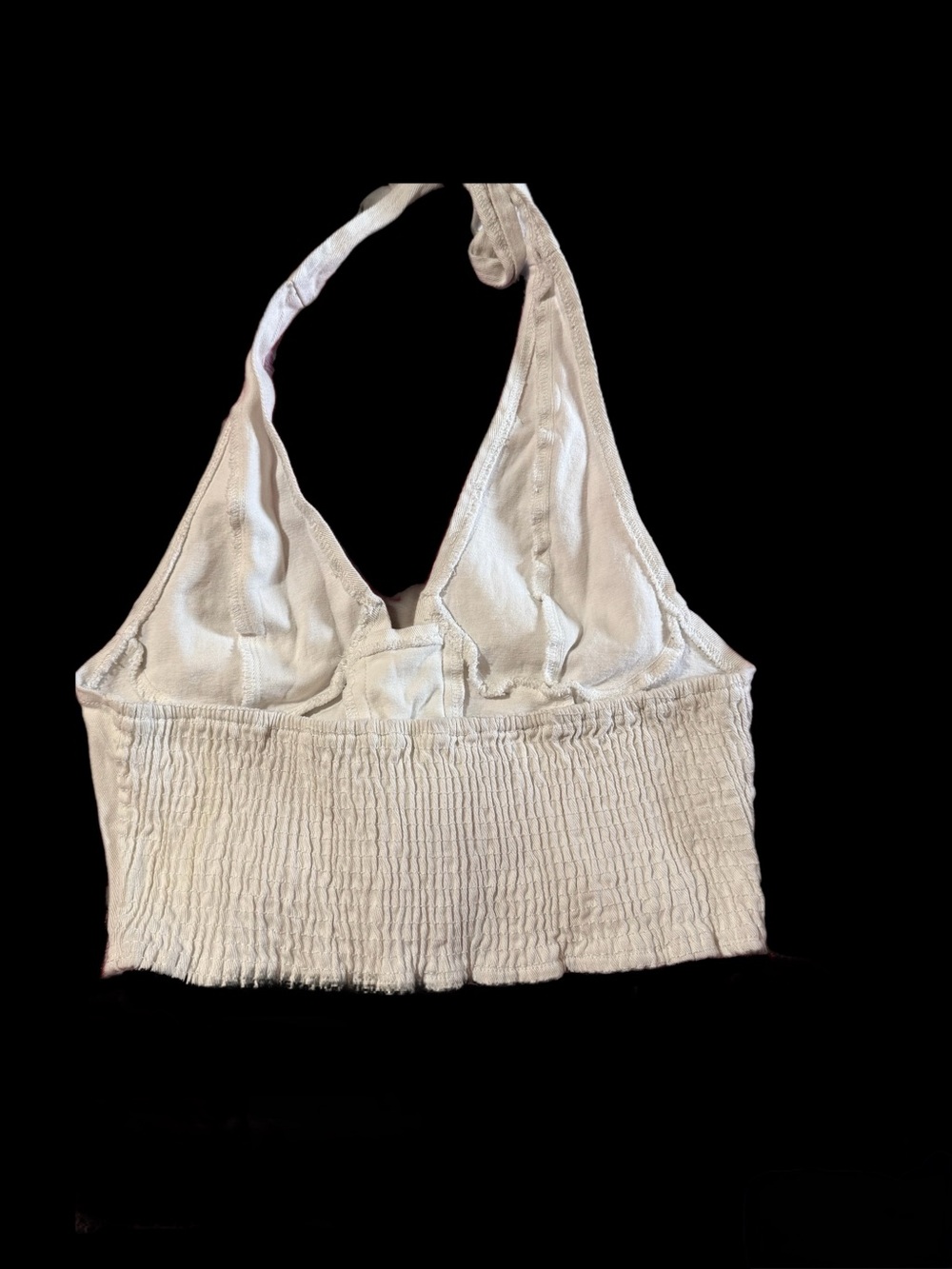 White Lace-Up Halter Crop Top - Picture 2 of 2